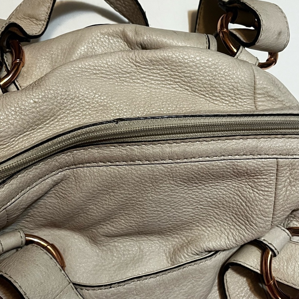 Michael Michael Kors Hamilton Leather Ivory White Satchel Shoulder Bag 13x9x5 - Picture 10 of 12